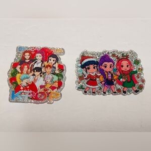 K-Pop Acrylic‎ Flatback Christmas Glitterback Crafts Keychain Bag Clip Xmas